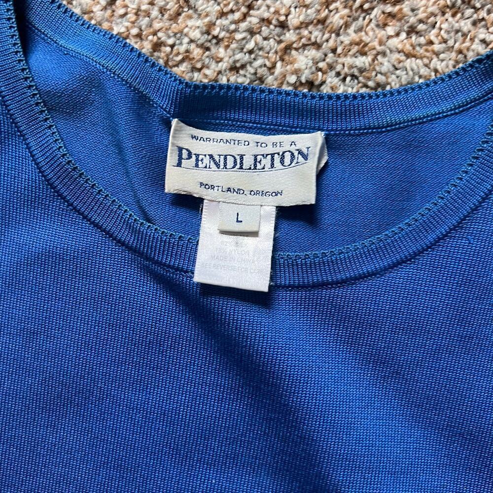 Pendleton Women's Short Sleeve Silk/Nylon Blue Sweater.  Size Large - Picture 2 of 6